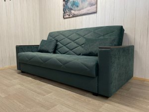 Диван Престиж-15 НПБ+МДФ, велюр Sensey bottle green в Лесном - lesnoj.magazin-mebel74.ru | фото