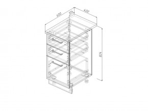 Н3Я 40 Модуль нижний Без Столешницы 3 ящика МН3Я 40 в Лесном - lesnoj.magazin-mebel74.ru | фото