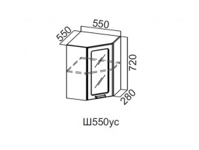 Ш550ус/720 Шкаф навесной 550/720 (угловой со стеклом) в Лесном - lesnoj.magazin-mebel74.ru | фото